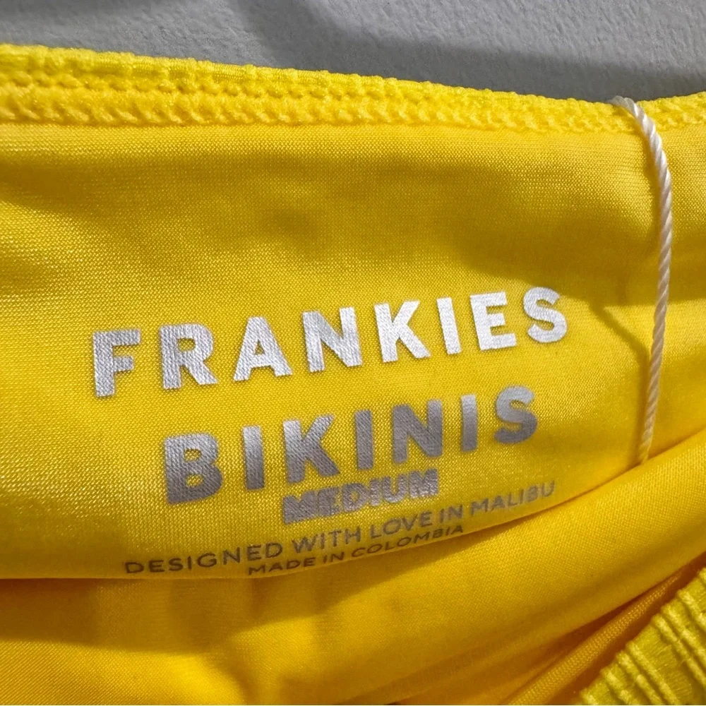 NWT Frankies Bikinis Jean Bandeau Plisse Top in Pina Colada, Size M
